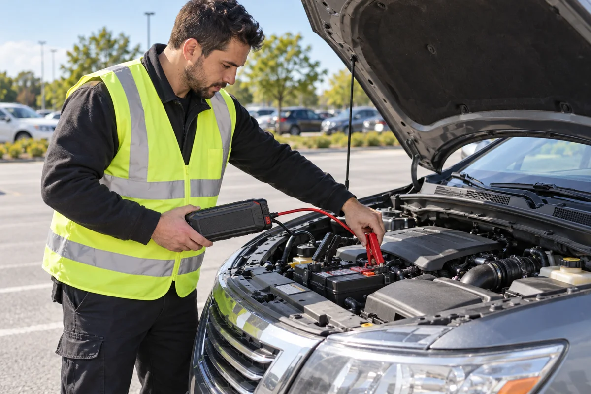 Illustrative roadside battery assistance